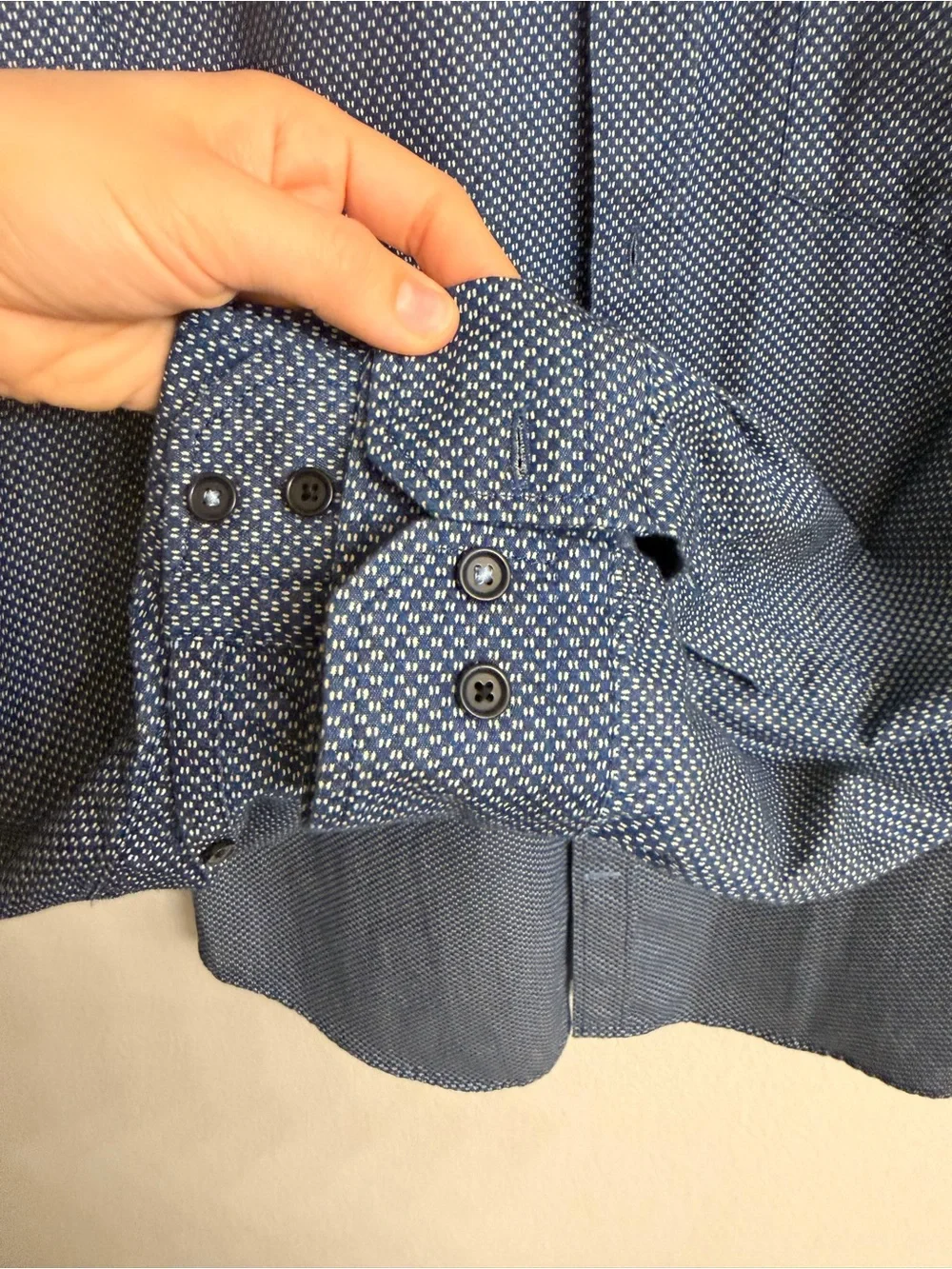 Banana Republic Navy Micro-Pattern Button-Down Shirt Grant Slim Fit Size M